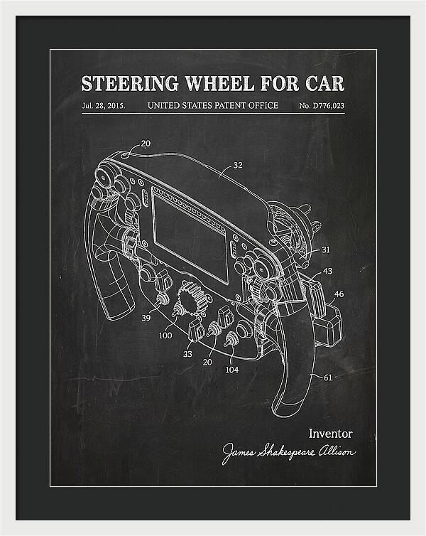 Steering Wheel For Car Formula 1 Racing Wheel Chalkboard Patent Usd776023s1