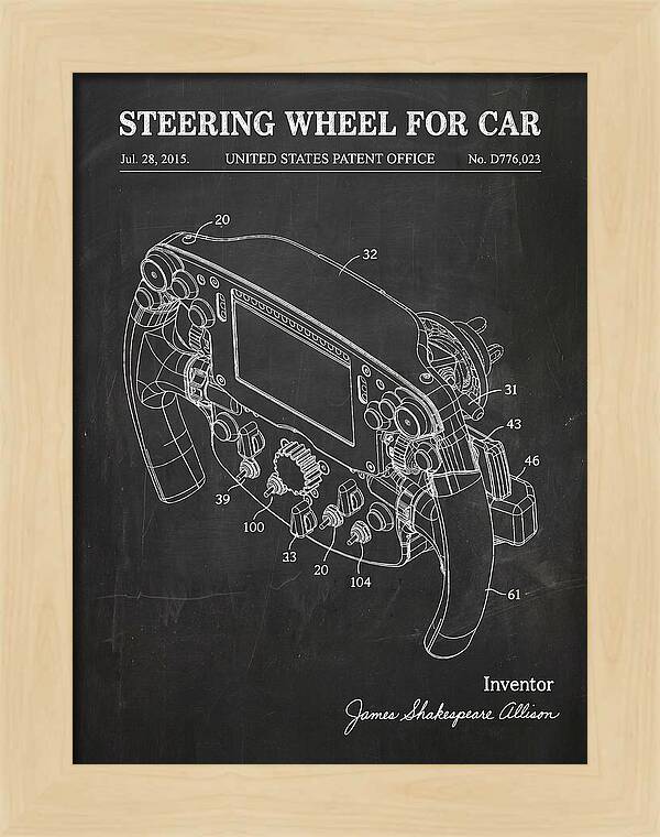 Steering Wheel For Car Formula 1 Racing Wheel Chalkboard Patent Usd776023s1