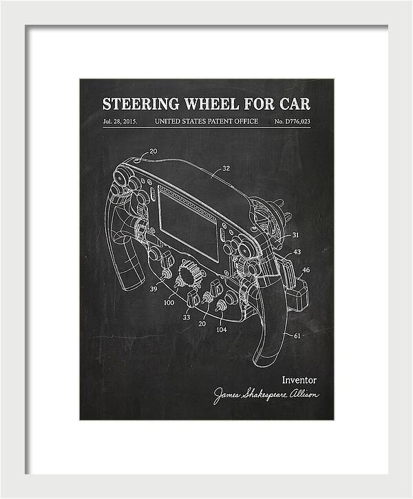 Steering Wheel For Car Formula 1 Racing Wheel Chalkboard Patent Usd776023s1