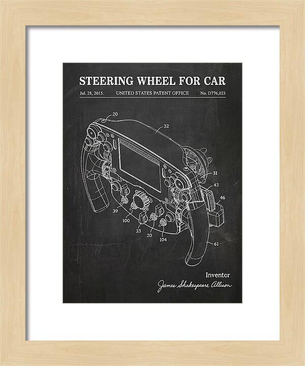 Steering Wheel For Car Formula 1 Racing Wheel Chalkboard Patent Usd776023s1