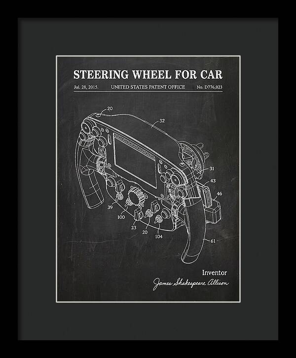 Steering Wheel For Car Formula 1 Racing Wheel Chalkboard Patent Usd776023s1