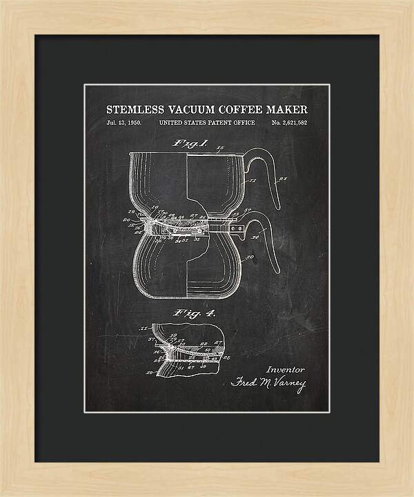 Stemless Vacuum Coffee Maker Chalkboard Patent Us2621582a