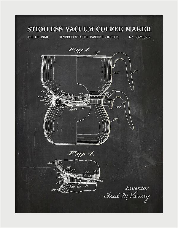 Stemless Vacuum Coffee Maker Chalkboard Patent Us2621582a