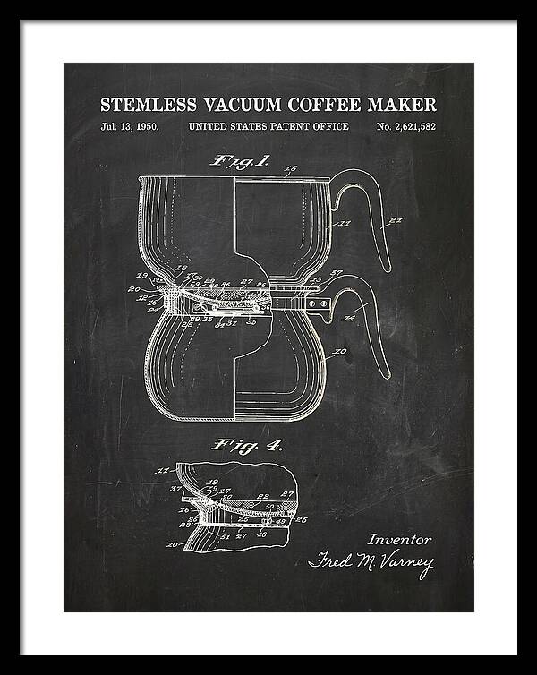 Stemless Vacuum Coffee Maker Chalkboard Patent Us2621582a