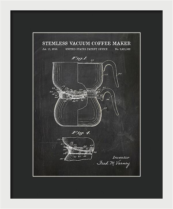 Stemless Vacuum Coffee Maker Chalkboard Patent Us2621582a