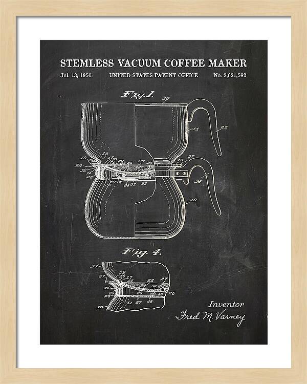 Stemless Vacuum Coffee Maker Chalkboard Patent Us2621582a
