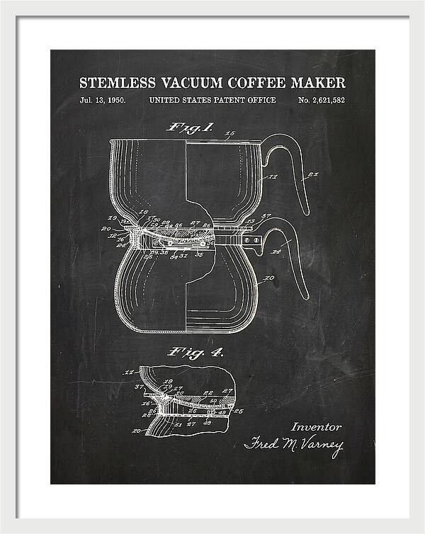 Stemless Vacuum Coffee Maker Chalkboard Patent Us2621582a
