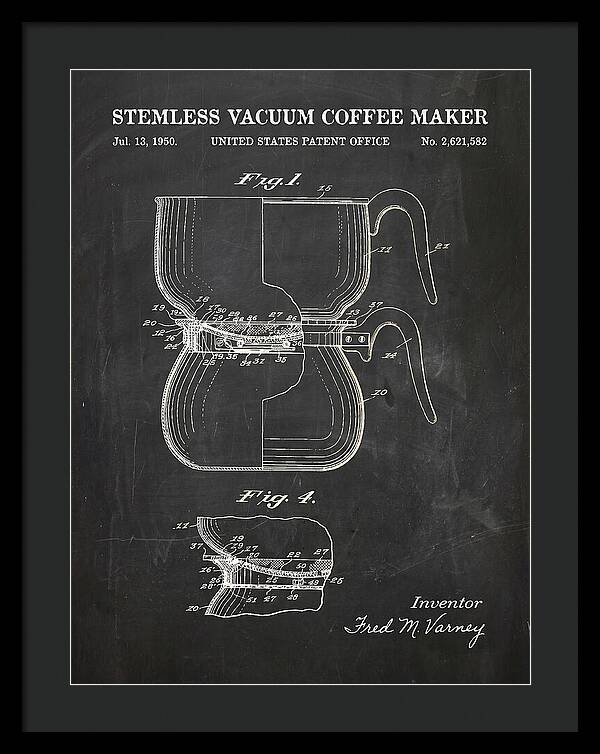Stemless Vacuum Coffee Maker Chalkboard Patent Us2621582a