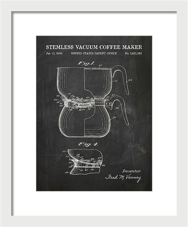 Stemless Vacuum Coffee Maker Chalkboard Patent Us2621582a