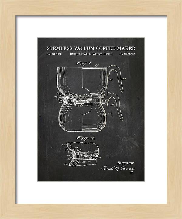 Stemless Vacuum Coffee Maker Chalkboard Patent Us2621582a