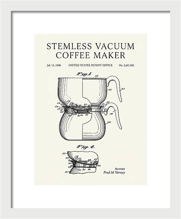 Stemless Vacuum Coffee Maker Minimalist Patent Us2621582a
