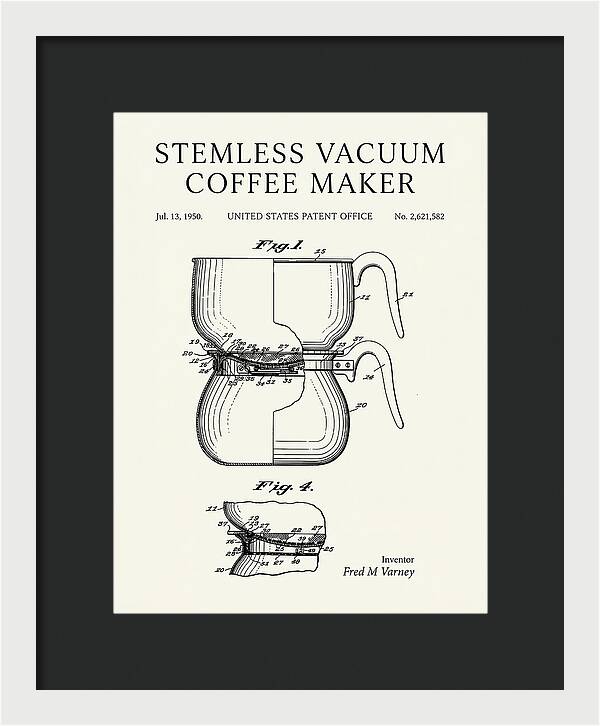 Stemless Vacuum Coffee Maker Minimalist Patent Us2621582a