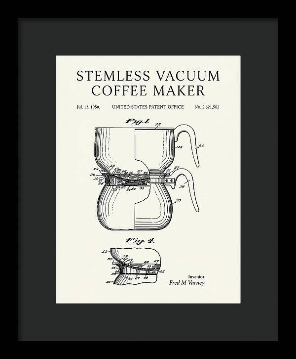 Stemless Vacuum Coffee Maker Minimalist Patent Us2621582a