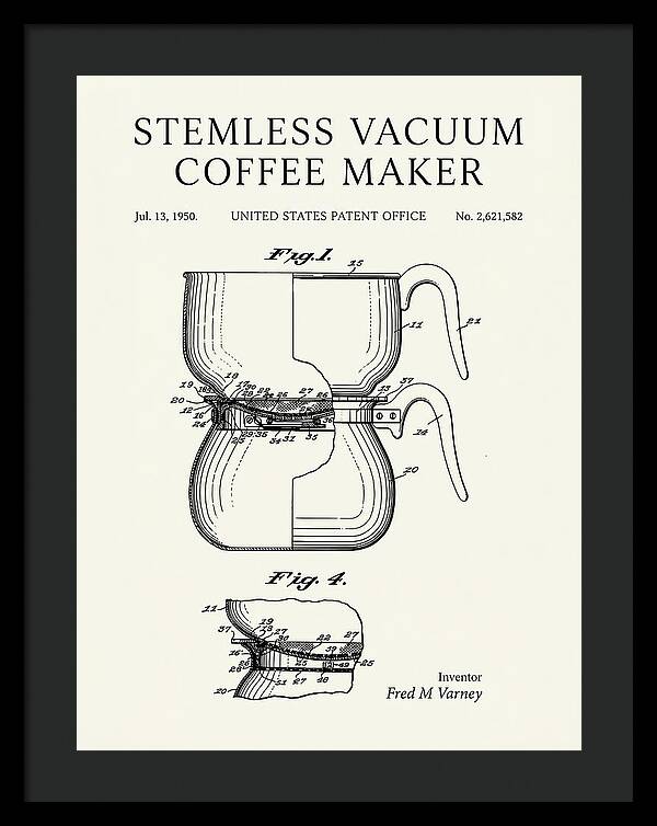 Stemless Vacuum Coffee Maker Minimalist Patent Us2621582a