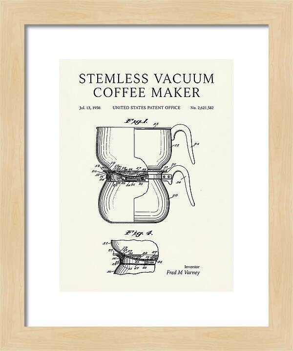 Stemless Vacuum Coffee Maker Minimalist Patent Us2621582a