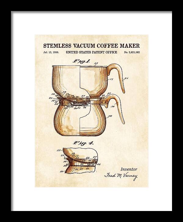 Stemless Vacuum Coffee Maker Watercolor Patent Us2621582a
