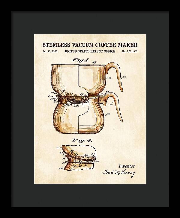 Stemless Vacuum Coffee Maker Watercolor Patent Us2621582a