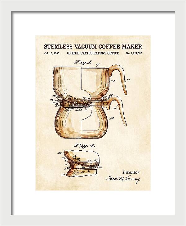 Stemless Vacuum Coffee Maker Watercolor Patent Us2621582a