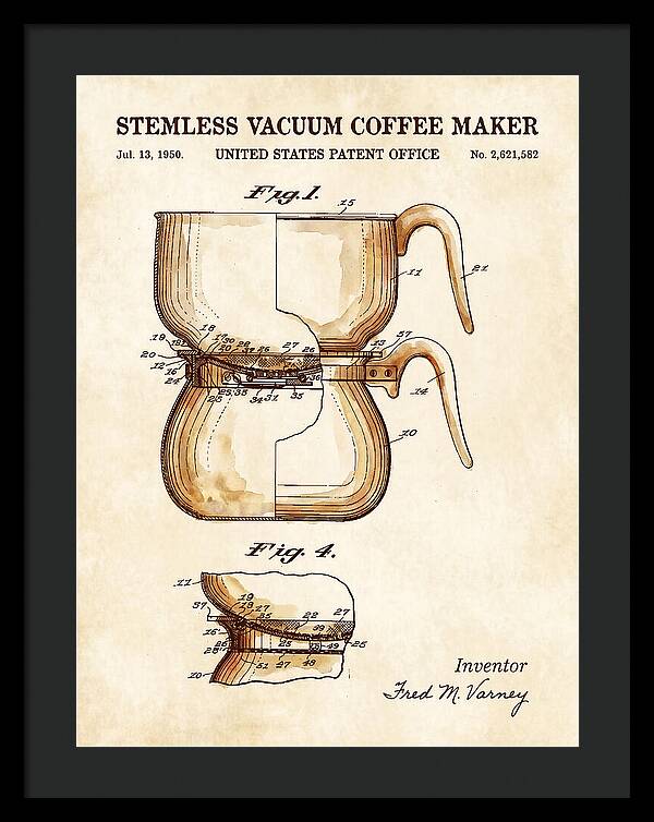 Stemless Vacuum Coffee Maker Watercolor Patent Us2621582a