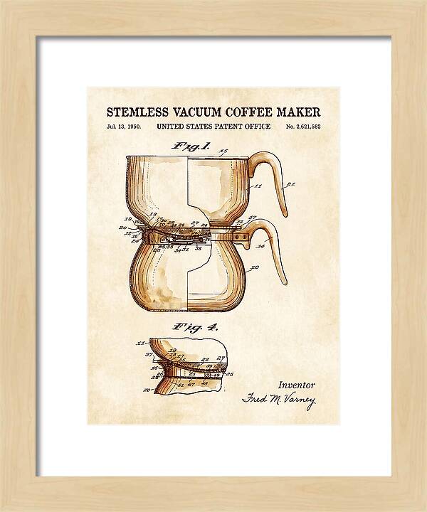 Stemless Vacuum Coffee Maker Watercolor Patent Us2621582a