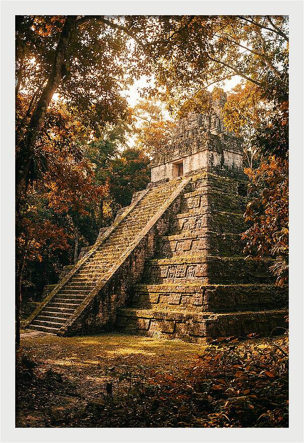 Stepped Pyramid Temple In Autumn