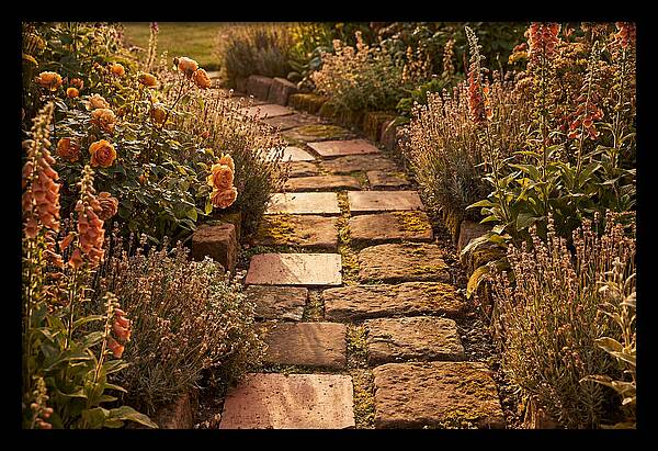 Stepping Stone Path Through A Cottage Garden