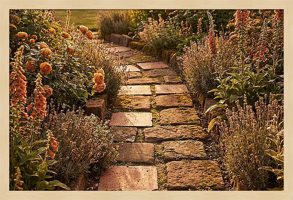 Stepping Stone Path Through A Cottage Garden