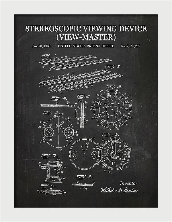 Stereoscopic Viewing Device View Master Chalkboard Patent Us2189285a