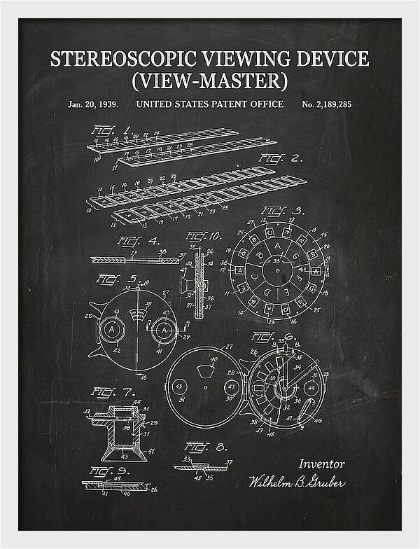 Stereoscopic Viewing Device View Master Chalkboard Patent Us2189285a