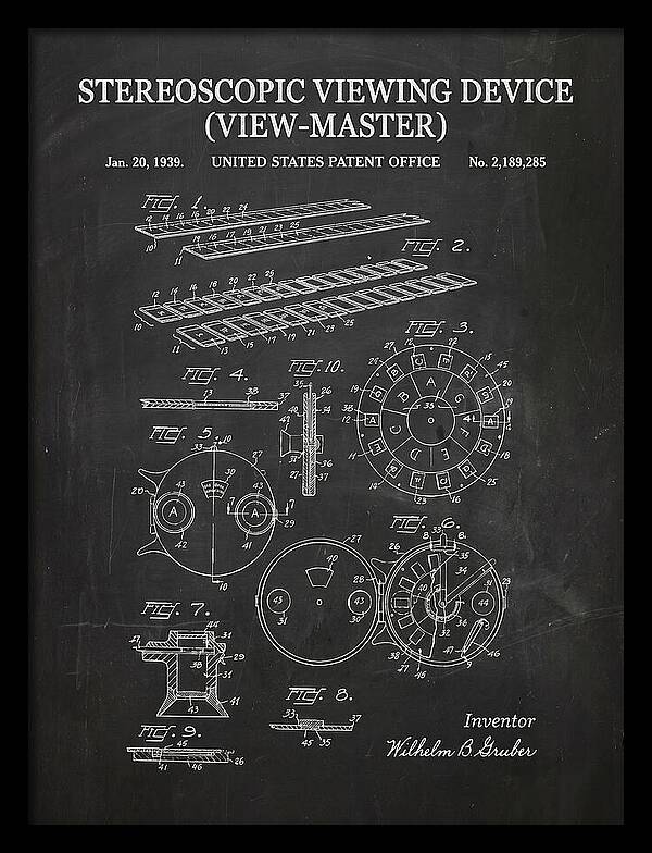 Stereoscopic Viewing Device View Master Chalkboard Patent Us2189285a