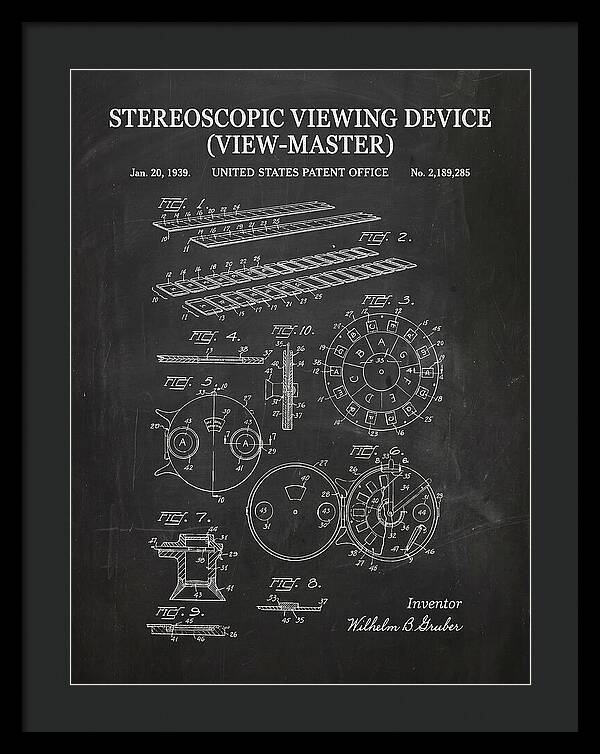 Stereoscopic Viewing Device View Master Chalkboard Patent Us2189285a