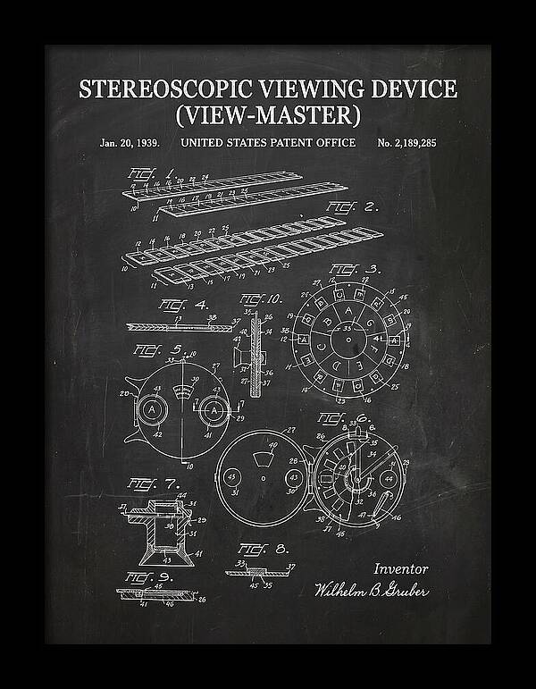 Stereoscopic Viewing Device View Master Chalkboard Patent Us2189285a
