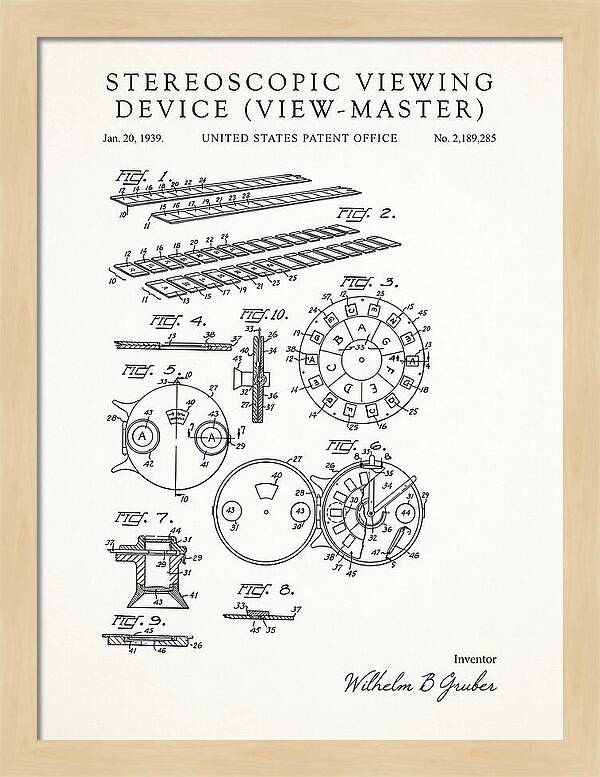 Stereoscopic Viewing Device View Master Minimalist Patent Us2189285a