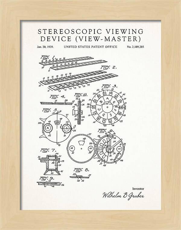 Stereoscopic Viewing Device View Master Minimalist Patent Us2189285a