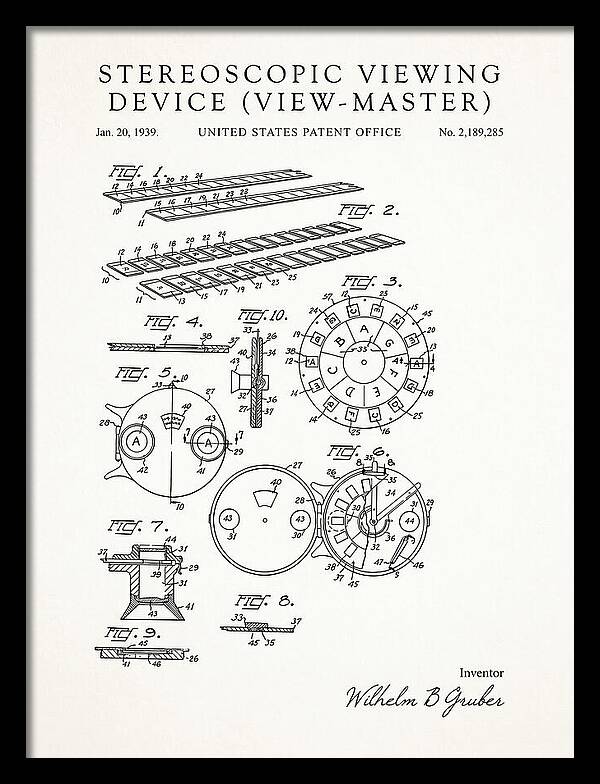 Stereoscopic Viewing Device View Master Minimalist Patent Us2189285a