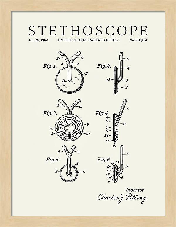 Stethoscope Minimalist Patent Us910854a
