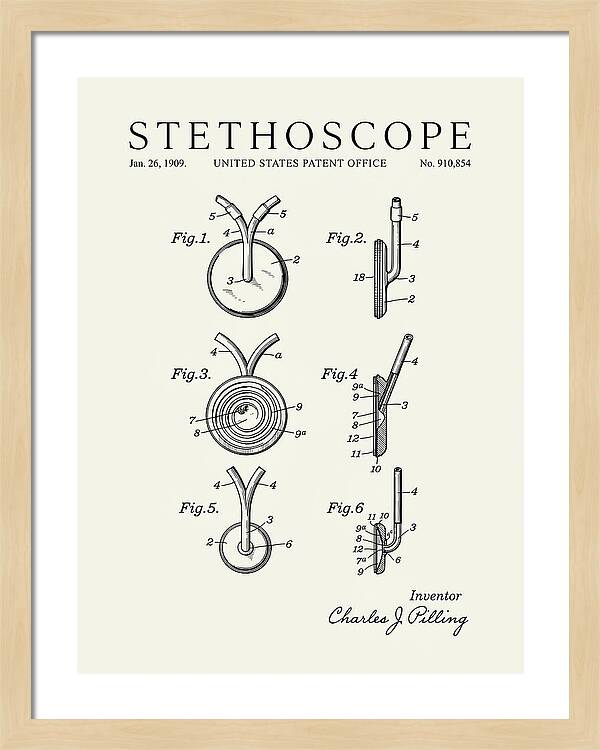 Stethoscope Minimalist Patent Us910854a