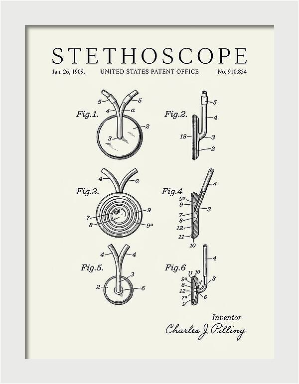 Stethoscope Minimalist Patent Us910854a