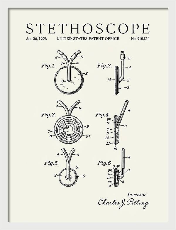 Stethoscope Minimalist Patent Us910854a