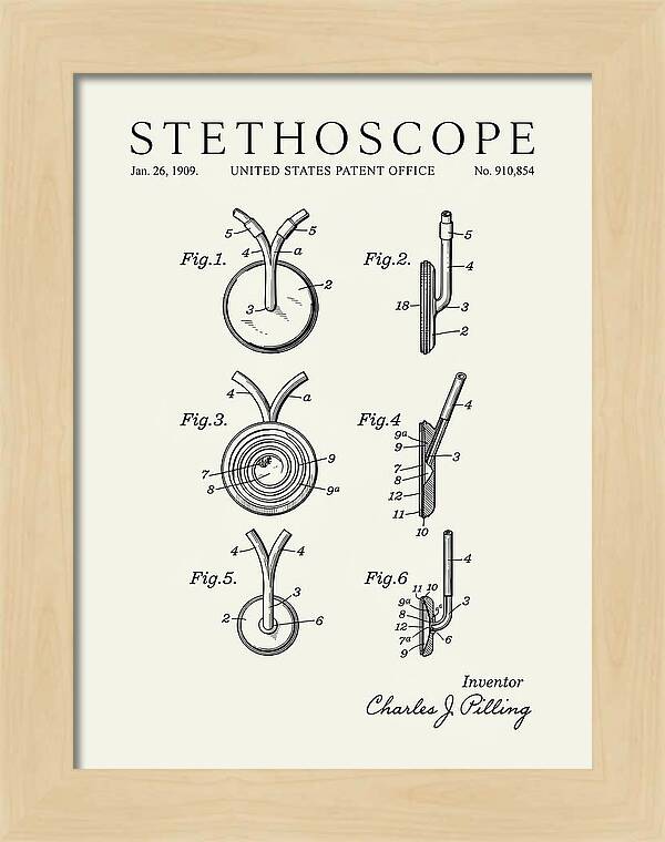 Stethoscope Minimalist Patent Us910854a