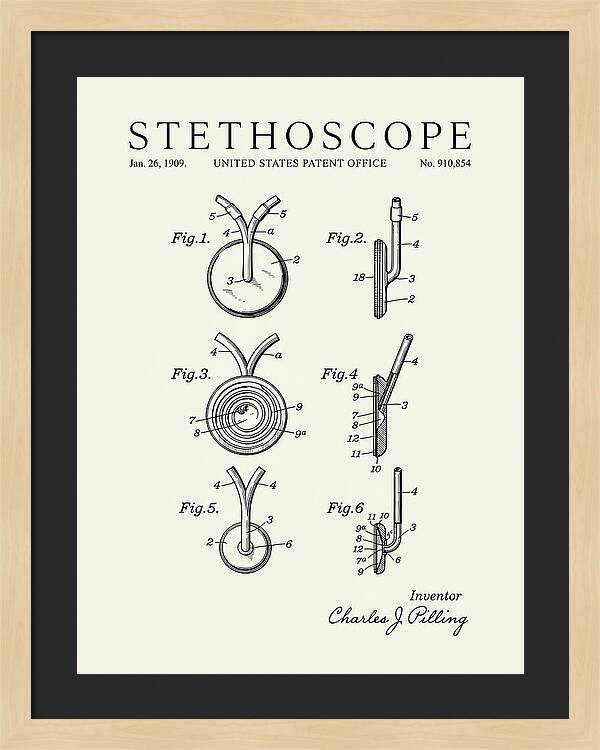 Stethoscope Minimalist Patent Us910854a