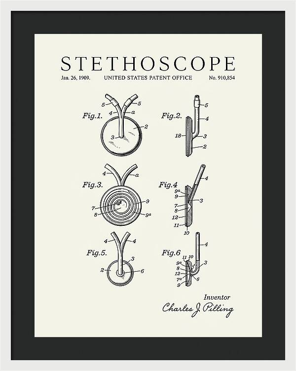 Stethoscope Minimalist Patent Us910854a
