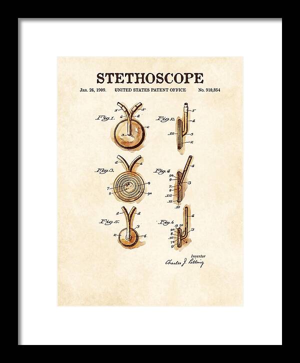 Stethoscope Watercolor Patent Us910854a