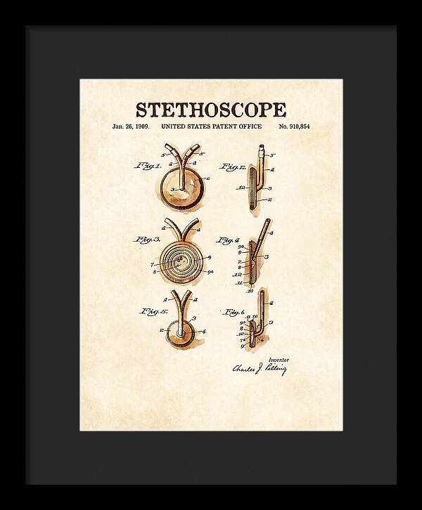 Stethoscope Watercolor Patent Us910854a