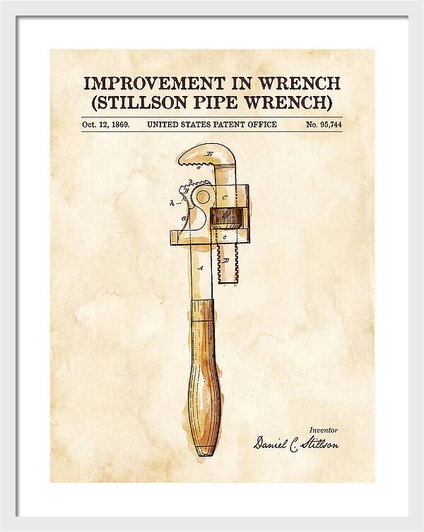 Stillson Pipe Wrench Stillson Watercolor Patent Us95744a