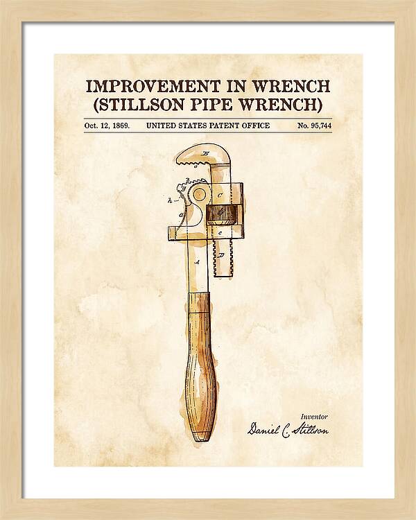 Stillson Pipe Wrench Stillson Watercolor Patent Us95744a