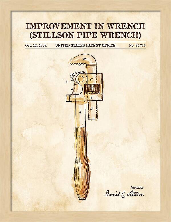 Stillson Pipe Wrench Stillson Watercolor Patent Us95744a