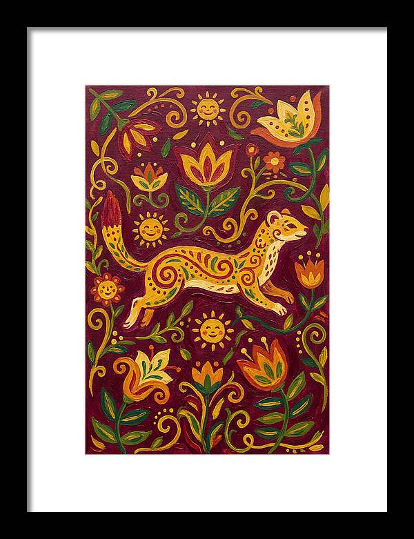 Stoat Among Floral Patterns