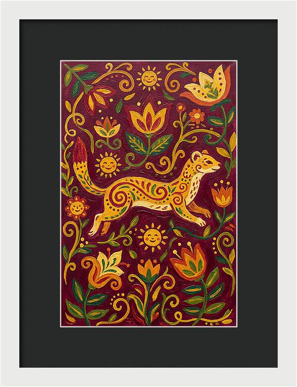 Stoat Among Floral Patterns