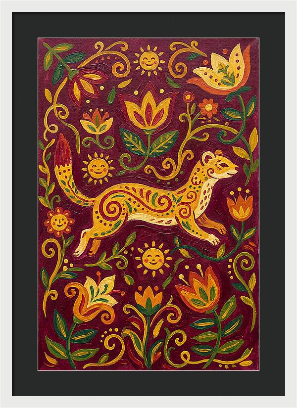 Stoat Among Floral Patterns